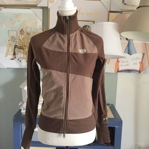 The NORTH FACE brown full zip fleece sweatshirt top jacket sz xs womens
